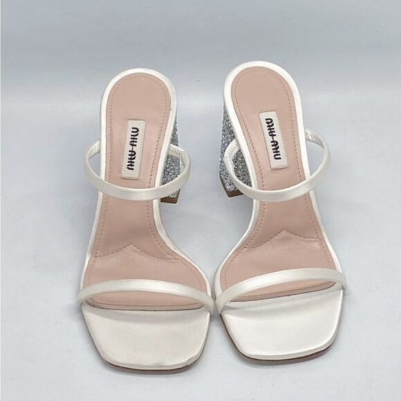 Miu Miu Glitter High Block Heel Sandals size 35 - Picture 4 of 16